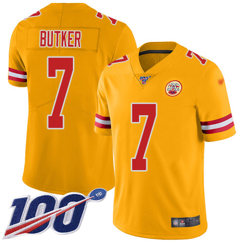 Men Kansas City Chiefs #7 Butker Harrison Limited Gold Inverted Legend 100th Season Football Nike NFL Jersey->kansas city chiefs->NFL Jersey